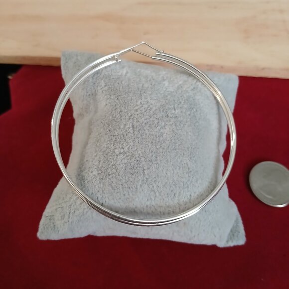 Smooth Hoop Earrings Sterling Silver 925 - Picture 1 of 4